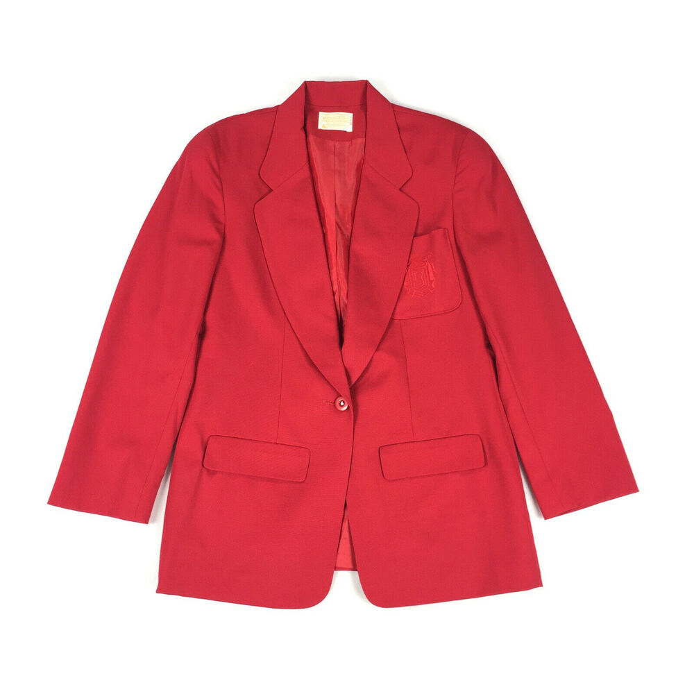 Vintage Pendleton 100% Wool Boxy Fit Blazer Size 8 Womens Solid Red